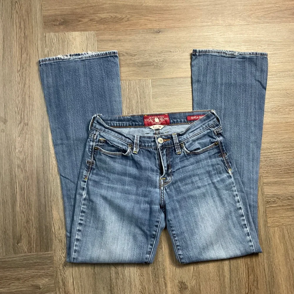 VTG Y2K Lucky Brand Sofia Boot Bootcut Denim Jeans Womens 2/26 Medium Wash Blue